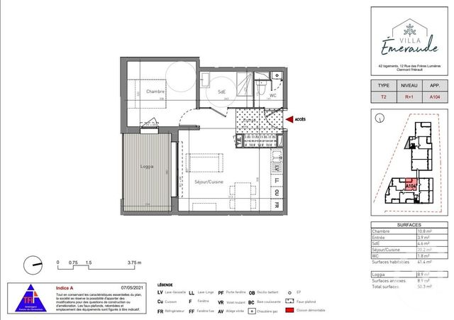 Appartement T2 à vendre - 2 pièces - 20.3 m2 - CLERMONT L HERAULT - 34 - LANGUEDOC-ROUSSILLON - Century 21 Agi Immobilier