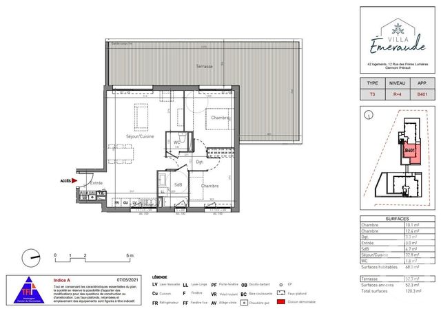 Appartement T3 à vendre - 3 pièces - 68.0 m2 - CLERMONT L HERAULT - 34 - LANGUEDOC-ROUSSILLON - Century 21 Agi Immobilier